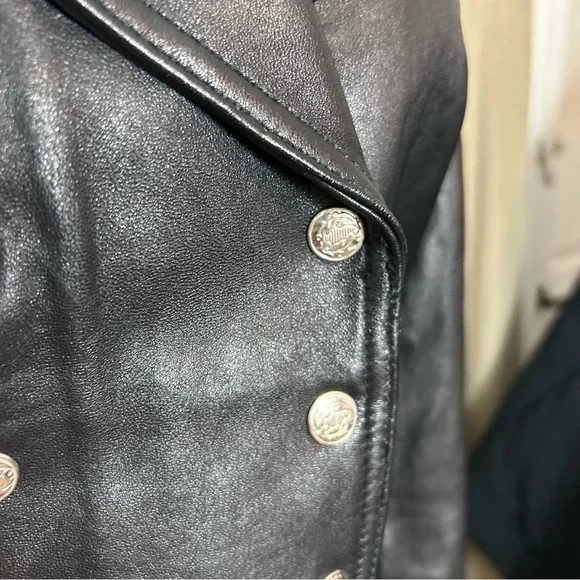 Rondes et Jolies Vintage Leather Biker Jacket with Belt - Picture 6 of 12
